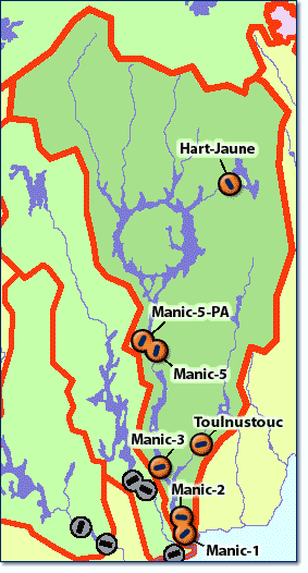 Les installations sur la rivière Manicouagan