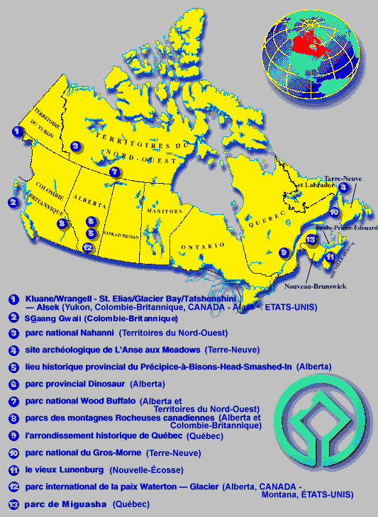 Les lieux du Patrimoine mondial de l’UNESCO au Canada