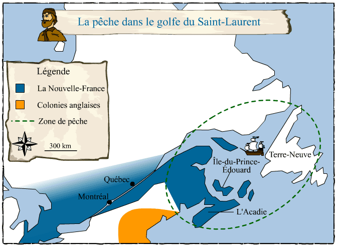 ​Carte représentant les zones de pêche dans le golfe du Saint-Laurent
