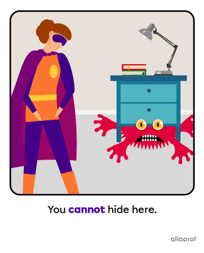 A monster is trying to hide under a drawer.