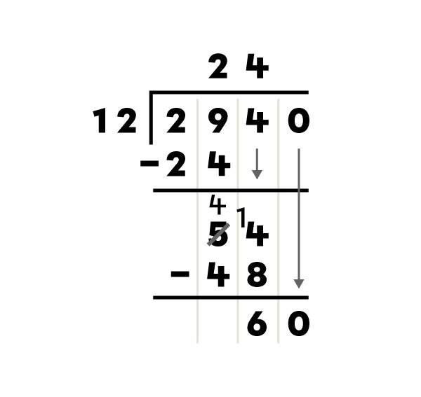 Example of a division of a four-digit number by a two-digit number -7