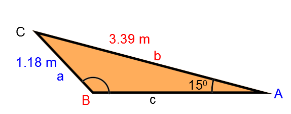 An obtuse triangle with sides a, b and c.