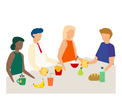 People eating together.