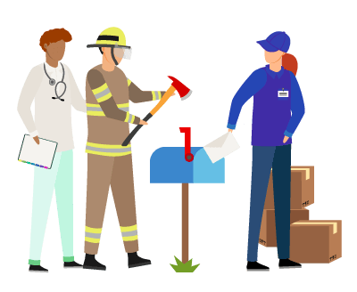 A doctor, a firefighter and a postal worker.