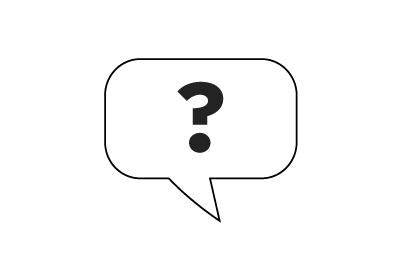 A question mark in a speech bubble.