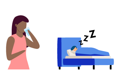 A person drinking and a person sleeping.