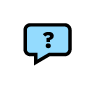 A question mark in a speech bubble.