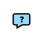 A question mark in a speech bubble.