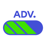 A progress bar with the letters “ADV.”