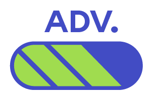 A progress bar with the letters “ADV.”