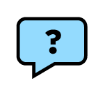  A question mark in a speech bubble.