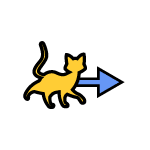 A cat walking forward.