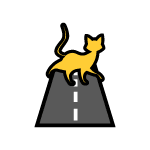 A cat crossing a street.