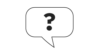A question mark in a speech bubble.