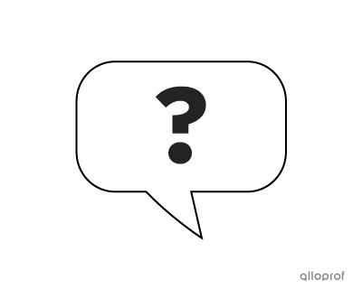 A question mark in a speech bubble.