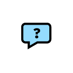 A question mark in a speech bubble.