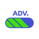A progress bar with the letters “ADV.”