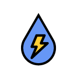 A lightning bolt in a waterdrop.