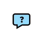 A question mark in a speech bubble.