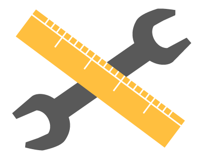 Illustration of a wrench and a ruler.