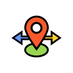 A position marker with arrows pointing away from it.
