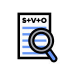 A magnifying glass on a text.