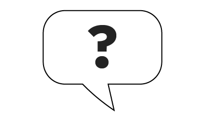 A question mark in a speech bubble.