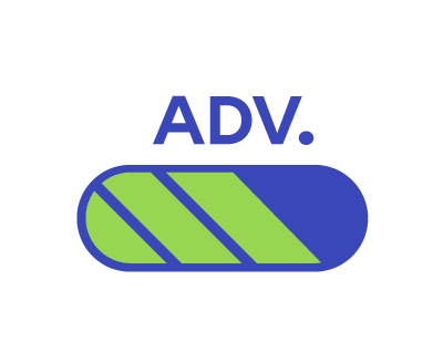 A progress bar with the abbreviation “adv.”