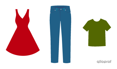A dress, a pair of pants and a t-shirt.
