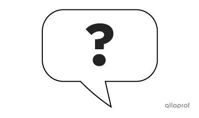 A question mark in a speech bubble.