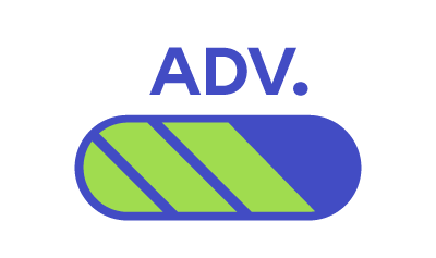 A progress bar with the letter “ADV.”