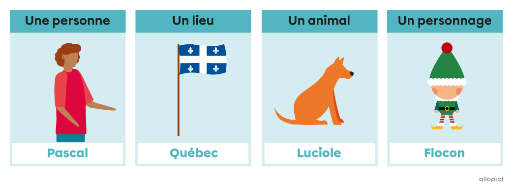 Pascal, Québec. Luciole et Flocon sont des noms propres.