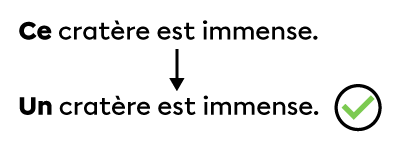 Phrase dans laquelle le remplacement de « ce » par « un » fonctionne.