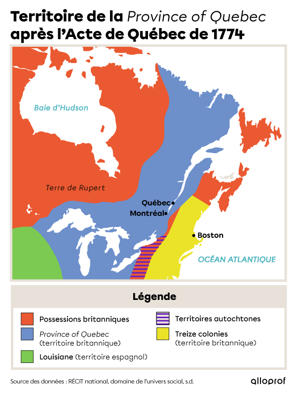 Carte de la Province de Québec après l’Acte de Québec de 1774