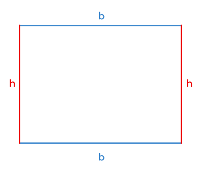 Rectangle avec ses 2 bases et ses 2 hauteurs identifiées