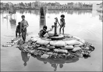 Les terres inondées après les pluies de la mousson