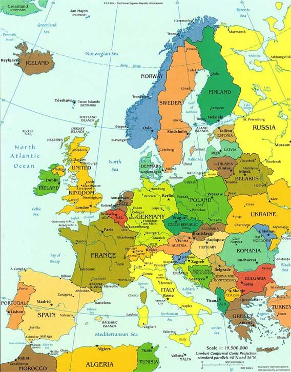 carte europe villes principales