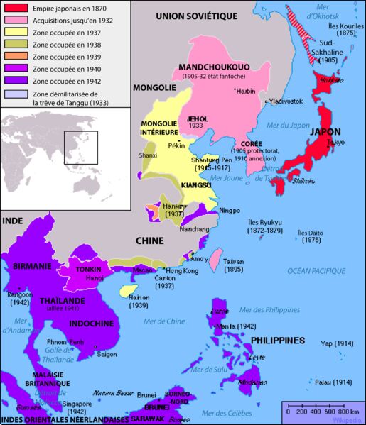 Carte des expansions territoriales au Japon