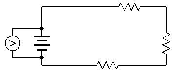 An electrical circuit diagram with a voltmeter connected in parallel.