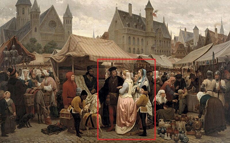 Une famille de bourgeois à la foire de Gand en Belgique