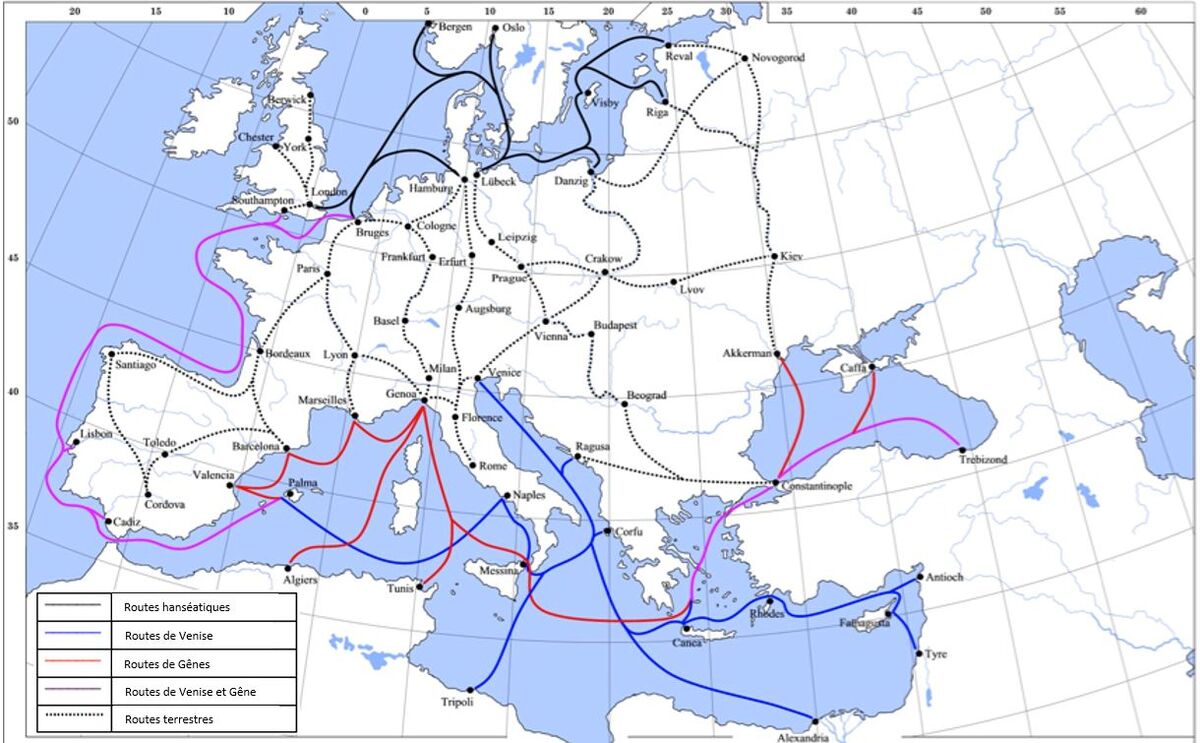 Les différentes routes maritimes et terrestres