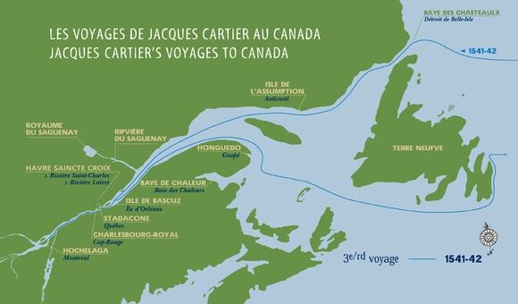 The route of Jacques Cartier’s third voyage.