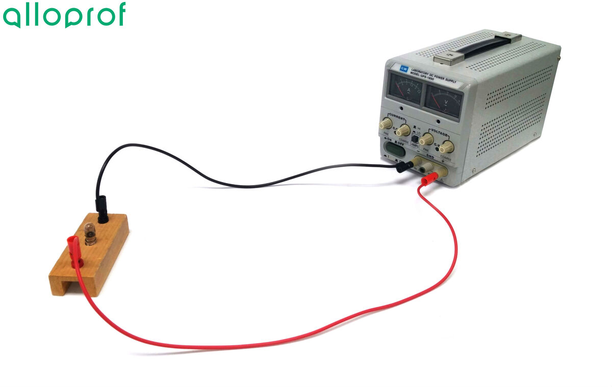 The multimeter is connected to the power source by the wires.