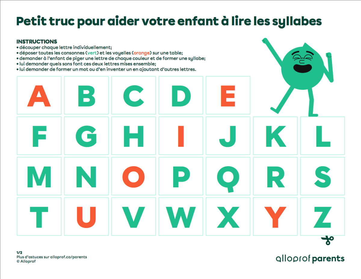 Petit truc pour aider votre enfant à lire les syllabes