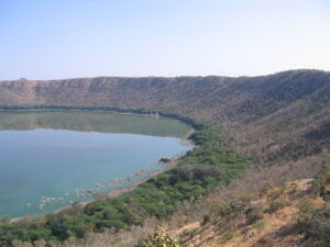 The ​Lonar Crater Lake located in India.