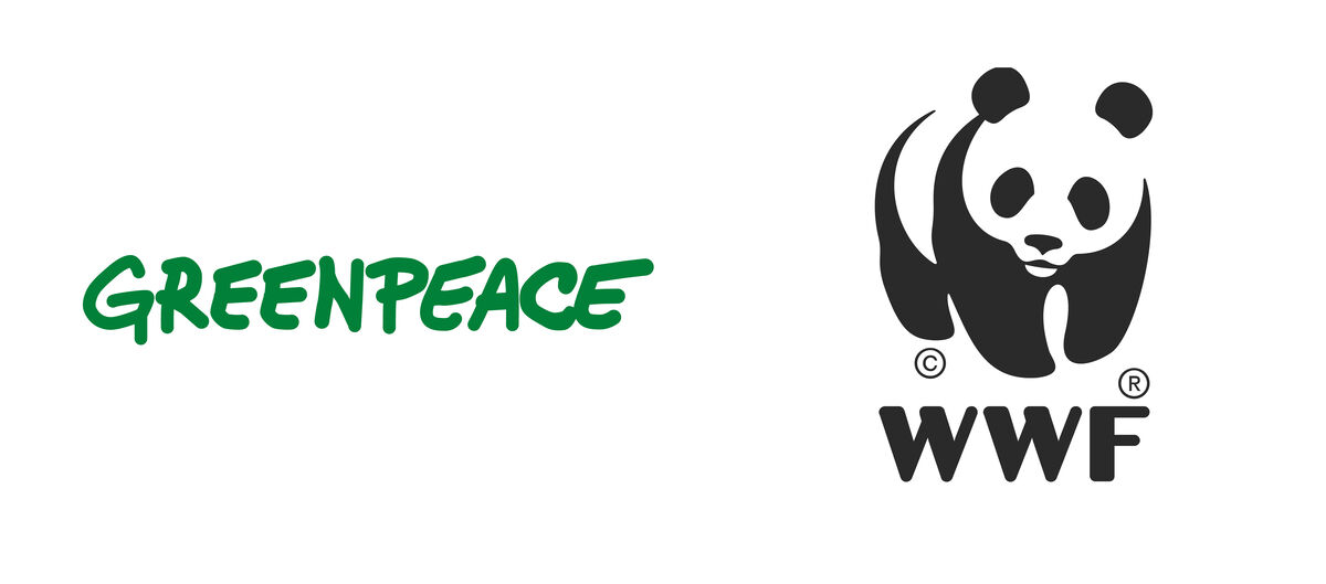 Le logo de Greenpeace et le World Wildlife Fund (WWF).