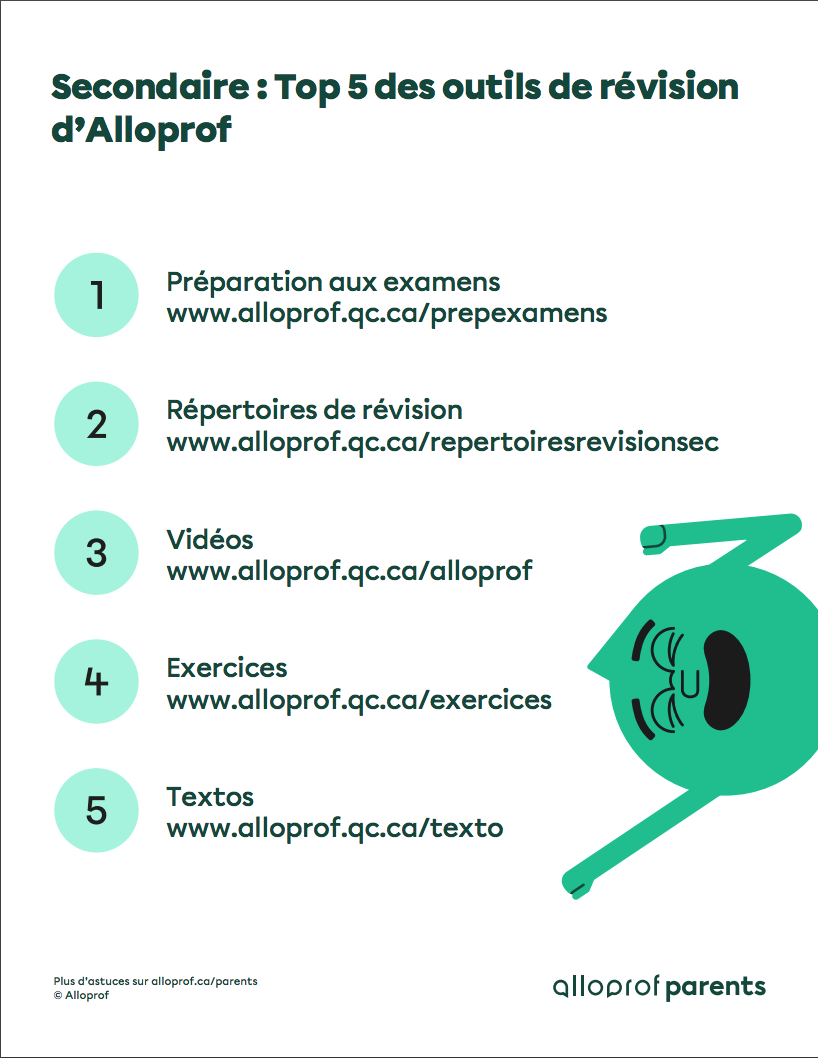 Secondaire - Top 5 des outils de révision d'Alloprof
