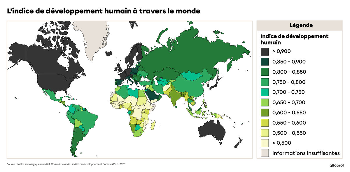 L'indice de développement humain à travers le monde