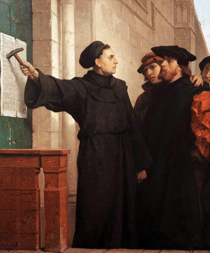 Martin Luther posting his 95 theses