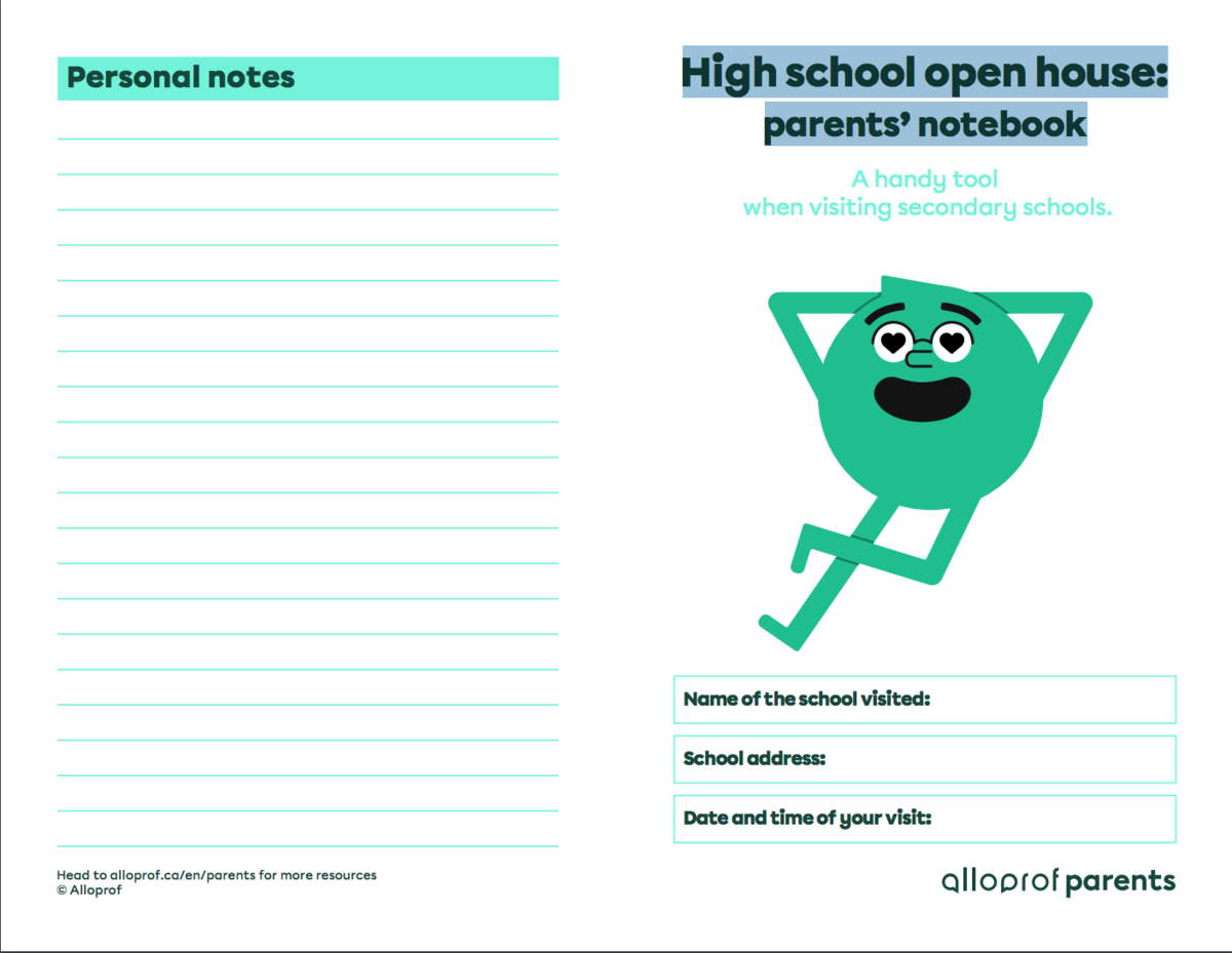 High school open house: parents’ notebook